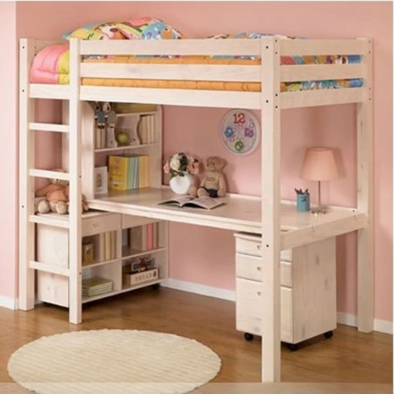 children's combination bed, solid wood  desk combination, high and low children's solid wood bed