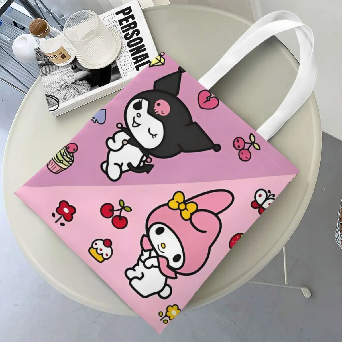 

Холщовая большая сумка My Melody с героями мультфильмов, эстетичный уникальный дизайн, сумка для покупок японского аниме для унисекс