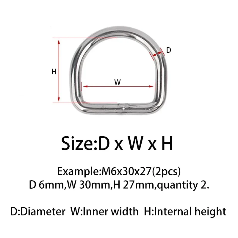 304 Stainless Steel D Shackle M3 M4 M5 M6 M8 M10 D Ring Connectors Buckles Lifting