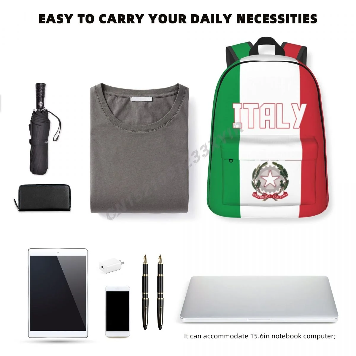 حقيبة ظهر للجنسين بعلم إيطاليا حقيبة مدرسية بغرزة إيطالية حقيبة ساعي البريد حقيبة كمبيوتر محمول حقيبة سفر هدية Mochila #2