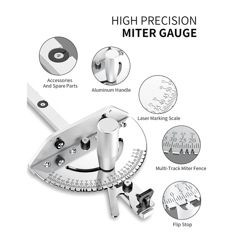 HOT SALE Precision Miter Gauge, Table Saw Miter Gauge With 120 Angled Ends And A Repetitive Cut Flip Stop For Table Saw