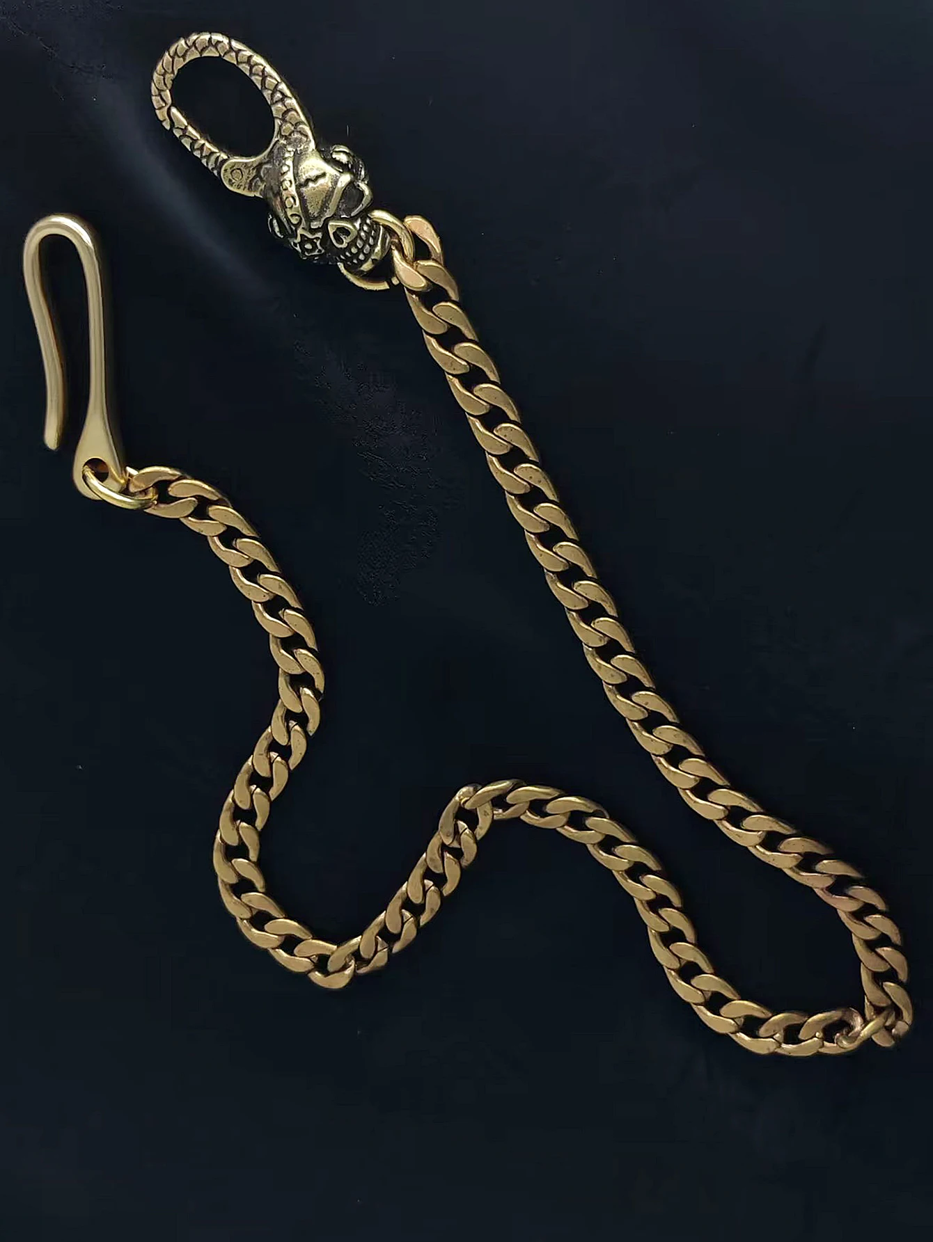 22 ins Brass street dance Wallet Jean pants NK oval link Chain pirate skull spring clasp U hook FOB EDC Punk Halloween gift