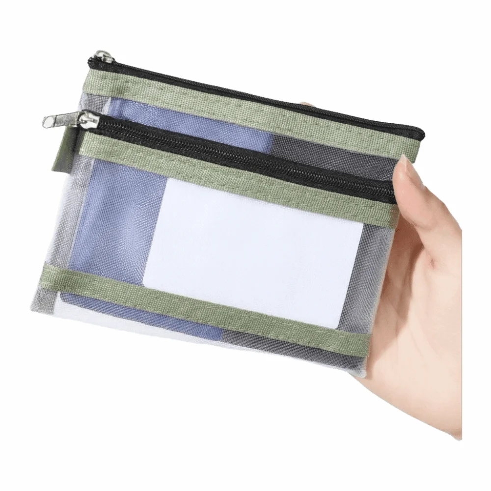 Coin Purses Mesh Passport Holder Anti-theft Spring Lock Clear Card Holder Portable Zipper Closure Small Pouch Cards Storage