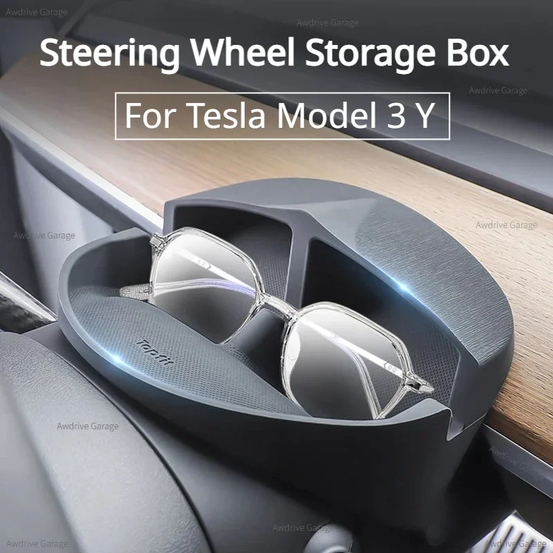 Stuur Voorste Opbergdoos Voor Tesla Model 3 Y Multifunctionele Siliconen Telefoonhouder Bril Opberg Auto Accessoires 2023