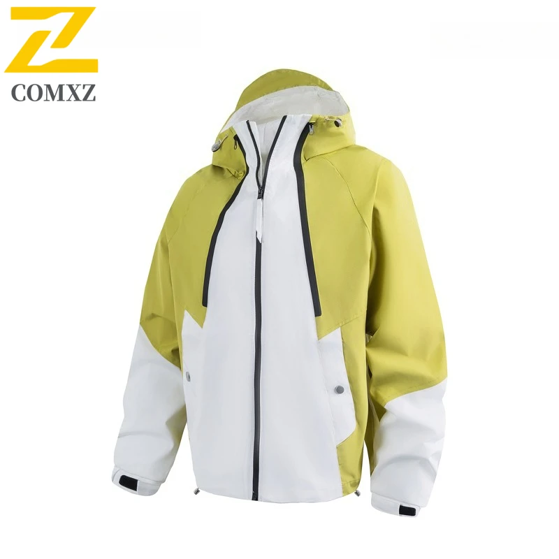 

Male Jacket 2025 Autumn New Hooded Color Block Windproof Waterproof Jackets Outdoor Camping Hiking Travel Breathable Rush Coats