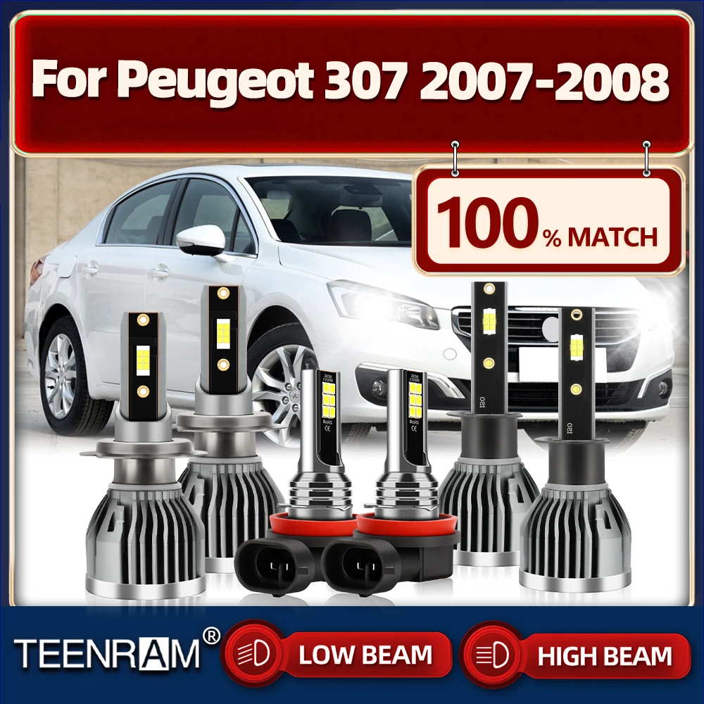 

360W LED Car Headlight Bulbs 60000LM Super Bright Auto Headlamps 6000K White 12V 24V Fog Lamps For Peugeot 307 2007 2008