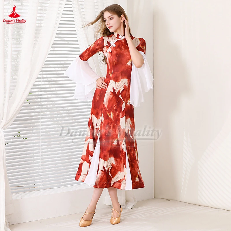 Standaard ballroomdans volwassen cheongsam-stijl jurken wals foxtrot tango uitvoeren en competities professionele oefenkleding