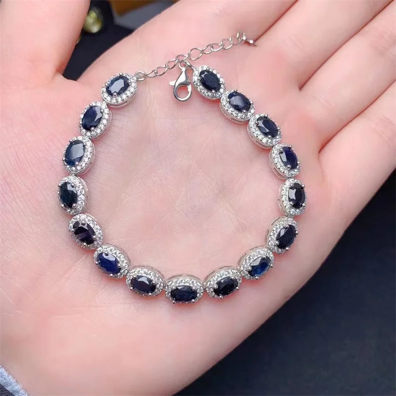 

New natural sapphire bracelet 925 silver women's bracelet, simple and elegant, can be customized