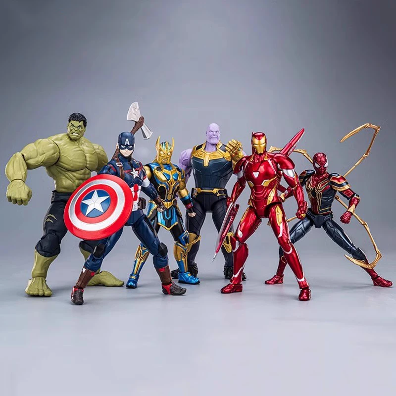Marvel Anime personnage 1/12 échelle assemblé modèle Iron Man Spider Man Thor Captain America Hulk Thanos Figurine enfants jouets cadeaux
