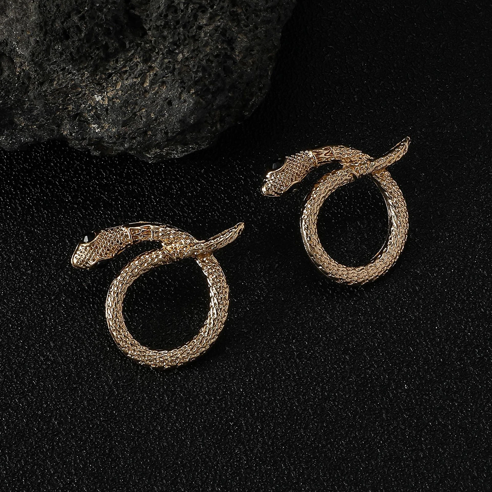 Gold Color Alloy Snake Shaped Earrings 2025 Chinese New Year Party Dress Up Stud Earrings Props Punk Fashion Ear Jewelry