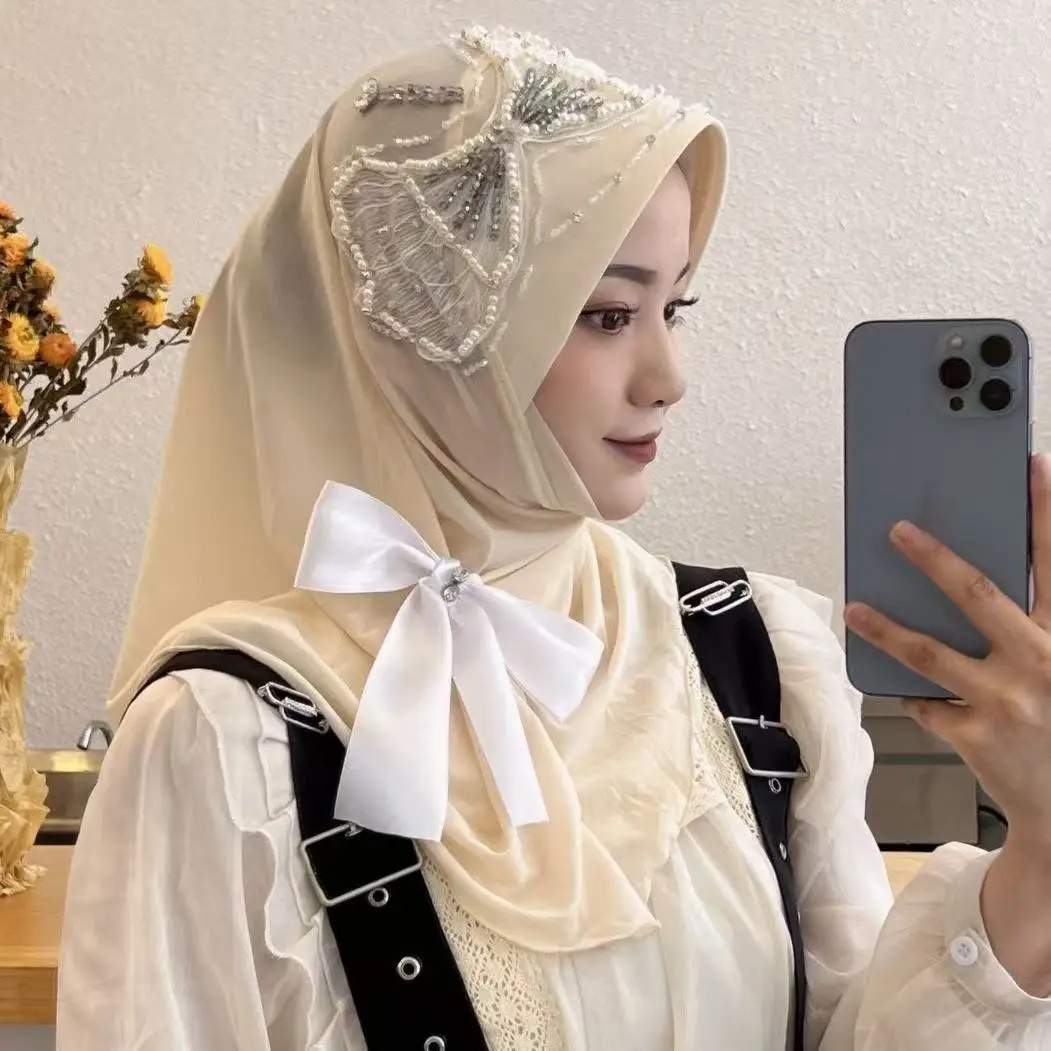 

Abaya Hijab Muslim Women Shawl Lace Headscarf Luxury Tassels Scarf Malaysia Prayer Kufi Islam Saudi Arabia Turban 05496