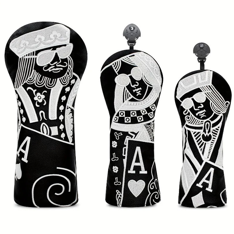 

Черно-белые чехлы для клюшек для гольфа с дизайном Ace of Spades — защитный чехол премиум-класса для сумок для гольфа, чехлов для клюшек и водителей