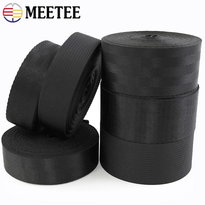 

2/5M Meetee 20-50mm Nylon Webbing Tape for Safety Belt Ribbon Band Bag Strap Garment Bias Binding DIY Sewing Clothes Accessories