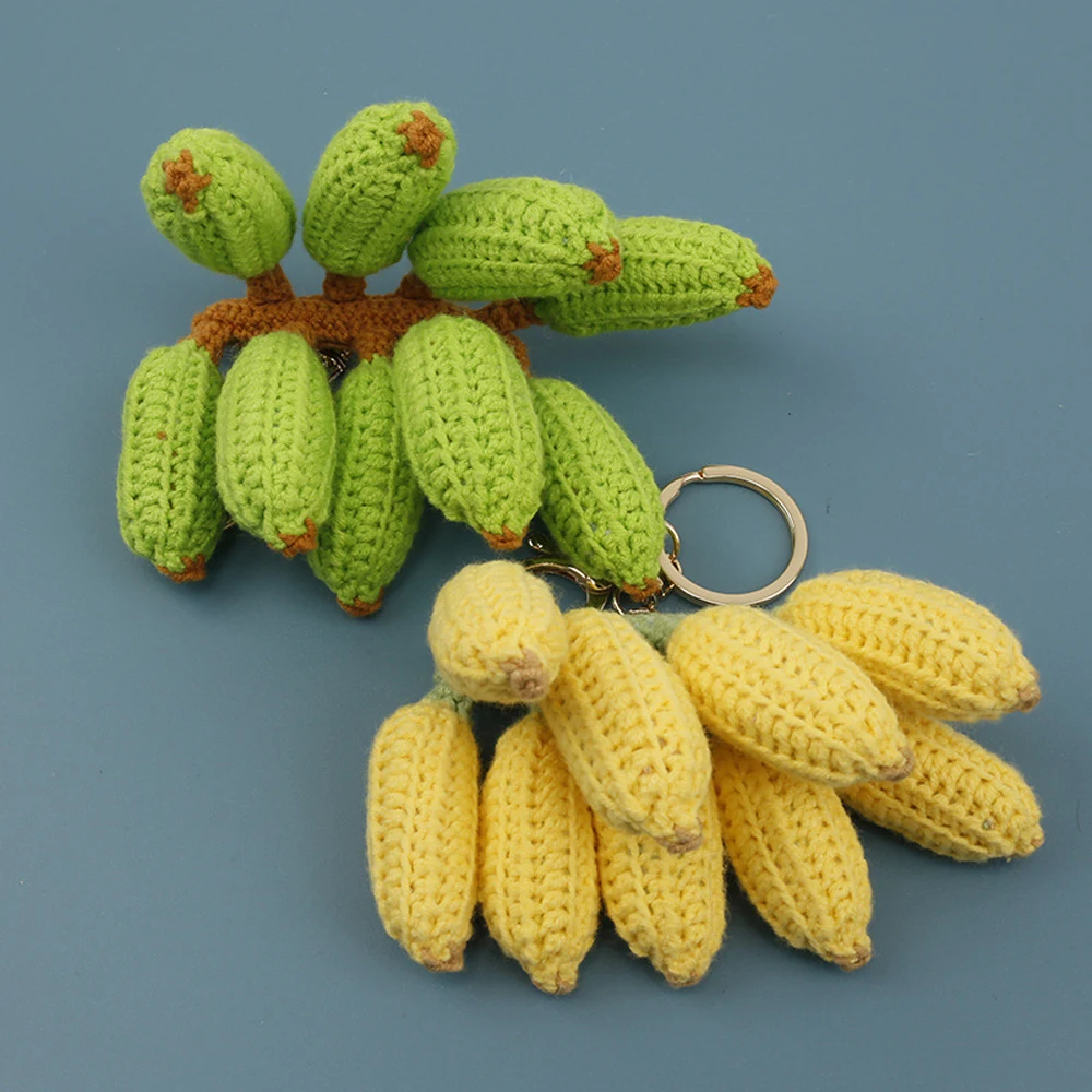 Kreativer Gestrickter Bananen-Anhänger Niedlicher Frucht-Schlüsselanhänger Handgefertigter Gewebter Mini-Bananen-Schlüsselanhänger Lustiges Geschenk – Detail 3