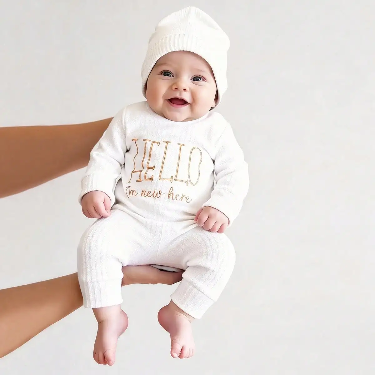 

Ylsteed «Hello» реквизит для фотосъемки новорожденных с вышивкой, комбинезон для младенцев, комбинезон с бантом, шляпа, наряд для ребенка, подарок для фотосессии