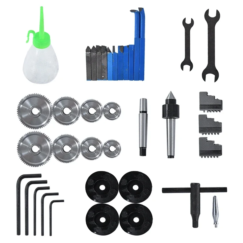 New 0618 110V/220V Mini Lathe Machine Benchtop Metal Lathe Tool Household DIY Small Stainless Steel Metal Processing Lathe