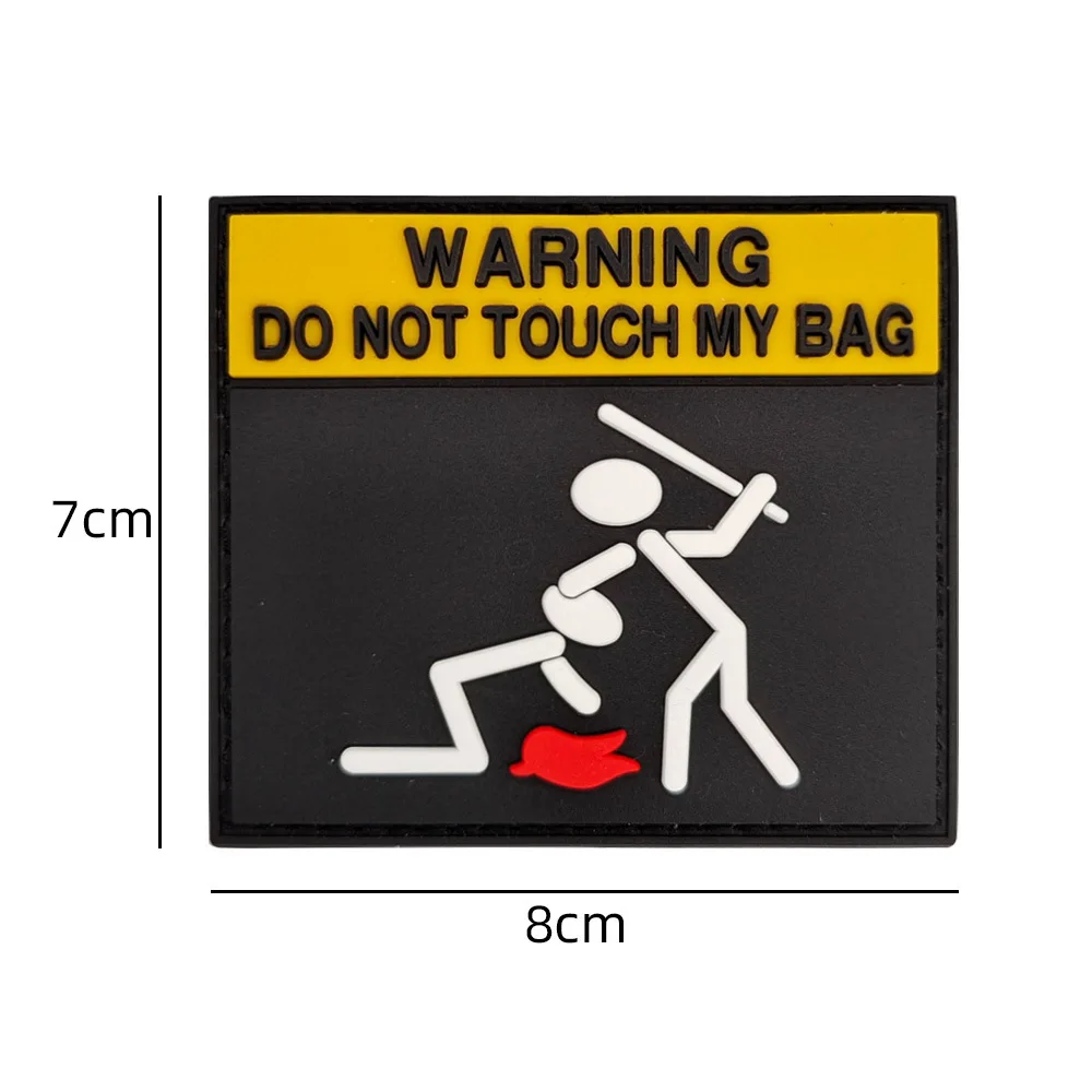 Don't Touch Me Stickers Equipment Warning 3D Hook and Loop PVC Rubber Patches Hat Badge Epoxy Outdoor Clothes Backpack Applique