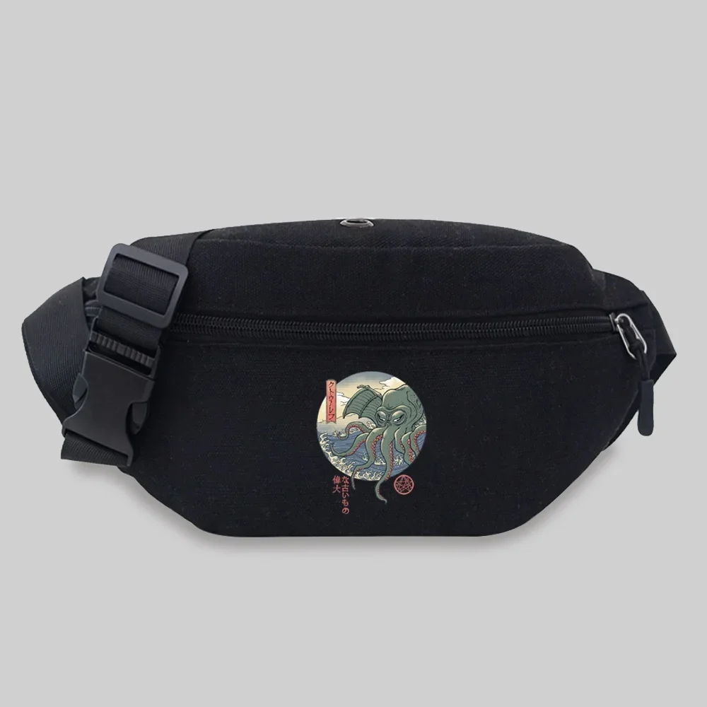 Belt Bag Unisex Bum Bags Student Trend Wave Pattern Print Lightweight Wild Outdoor Sports Fanny Pack Black Leisure Chest Bag 2