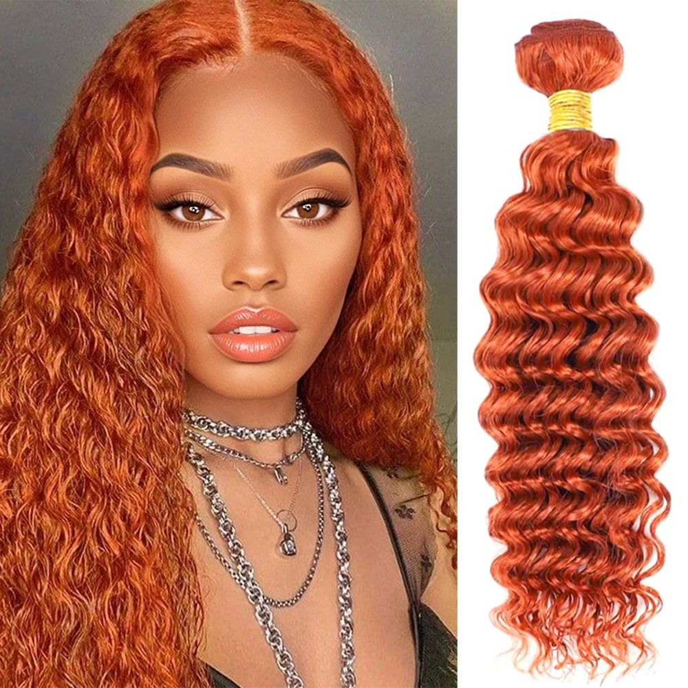 

Ginger Orange Bundles Human Hair Deep Wave Human Hair Bundles Orange Brazilian Hair 1/3/4 Pcs Unprocessed Virgin Hair Extensions
