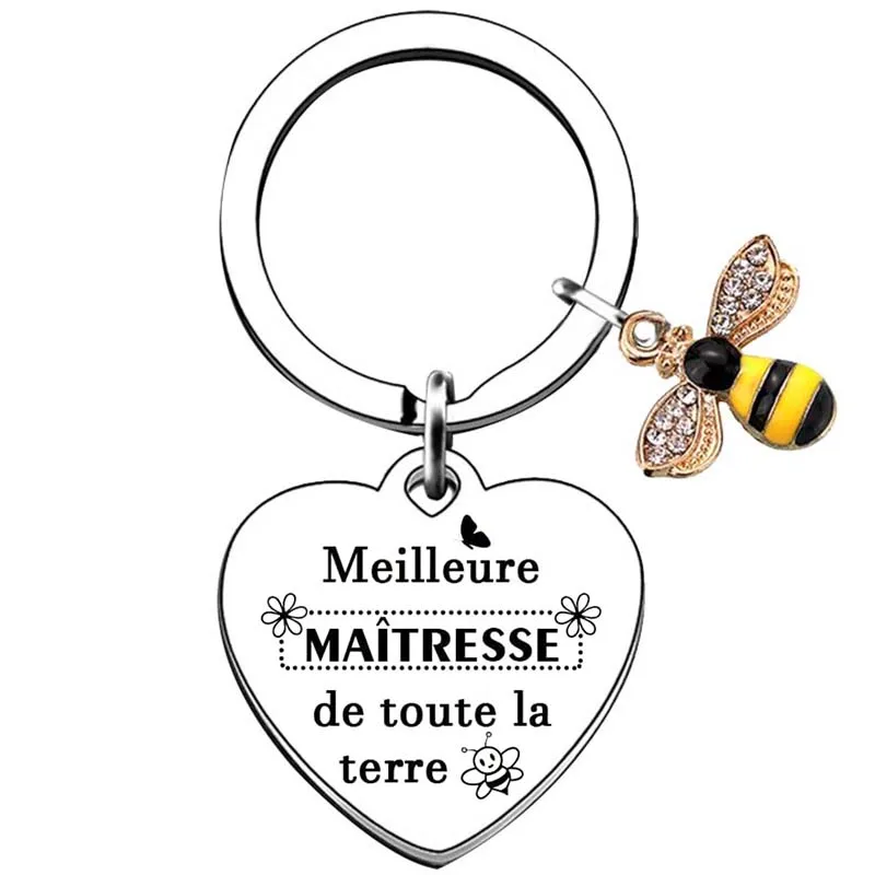 Merci maitresse French Teacher Keychain Teachers Appreciation Gifts from Students Graduation Gift Teachers Keyring Gift