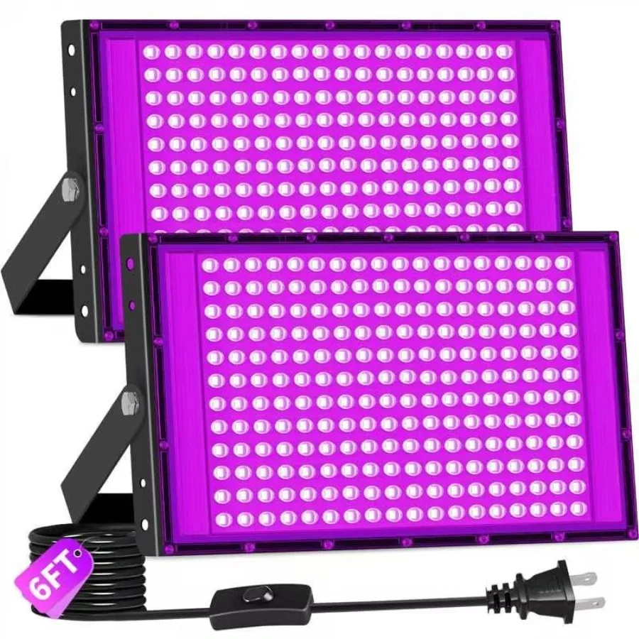

LED Black Lights 2 Pack Blacklights with 10Feet Cable Plug IP66 Waterproof Blacklight for Party Body Paint Fluorescent Reactive