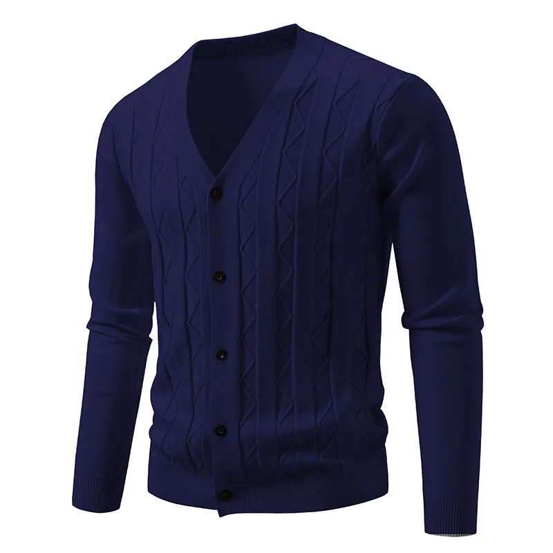 Maglione lavorato a maglia da uomo alla moda Strato base casual Cardigan aperto Inverno Faion Fibra di poliestere V-Ne Lungo Sve Abbigliamento caldo