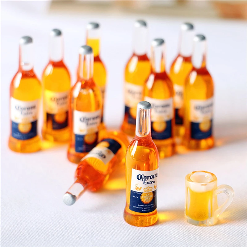 10Pcs 1/6 Dollhouse Miniature Resin Bottle Simulation Wine Bottle Model Children Toys Gifts