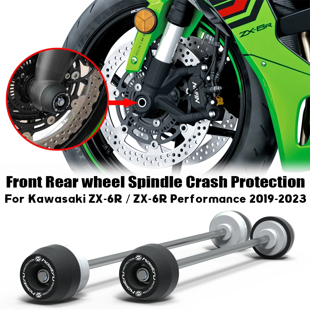 

For Kawasaki ZX-6R / ZX-6R Performance 2019-2023 Motorcycle Front Rear wheel Spindle Crash Protection