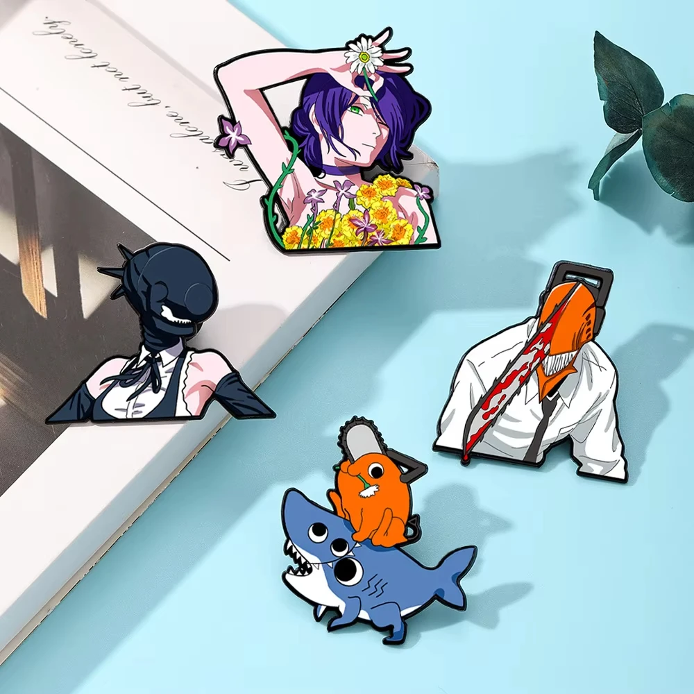 4 قطع/مجموعة دبابيس زينة معدنية لشخصية ريز من فيلم أنيمي تشينسو مان، شارة هاياكاوا أكي للتنكر، إكسسوارات للحقائب