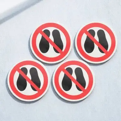 4 Adesivos de Vinil de Aviso de Segurança Antiderrapante para Proteção de Superfícies - Placa de Sinalização de Parada