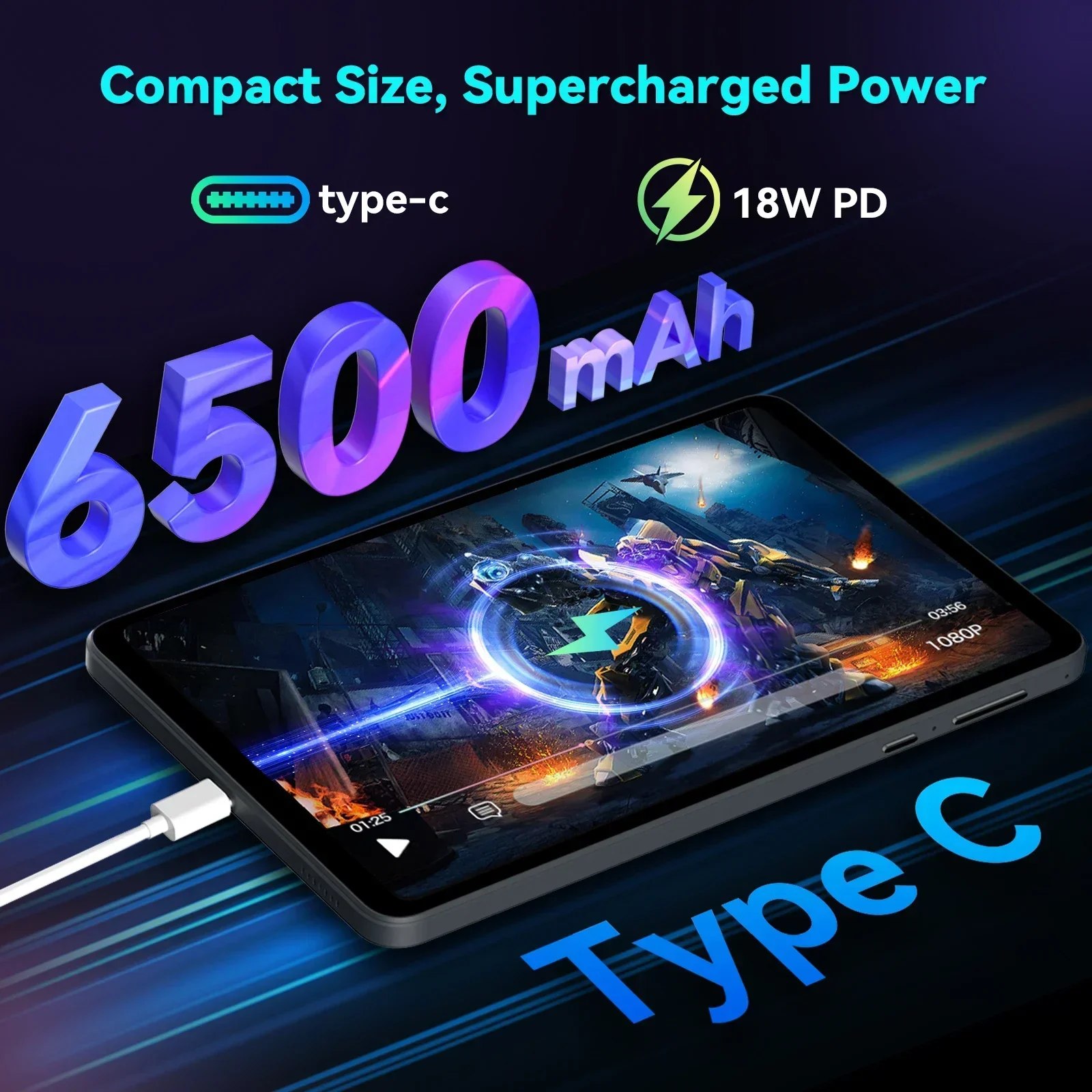 Headwolf FPad7 8 inch Android 15 Tablet 2560x1600, 16GB LPDDR5+256GB UFS 3.1, 6500mAh PD18W, 8MP/16MP Camera, SIM 4G LTE WiFi 6