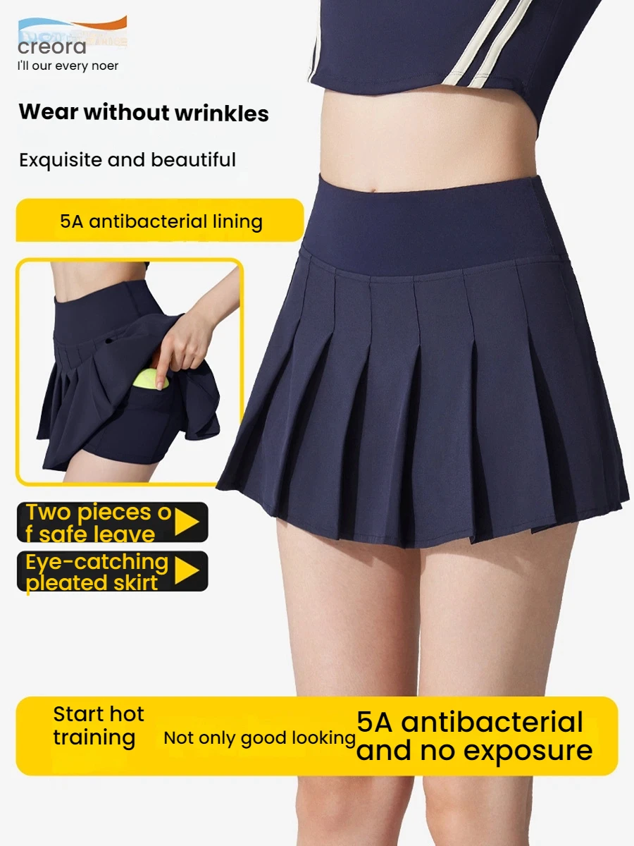 High-Waisted Slimming Sports Skirt with Anti-Bacterial Running exercise fitness yoga half-skirt tennis badminton golf Skirt