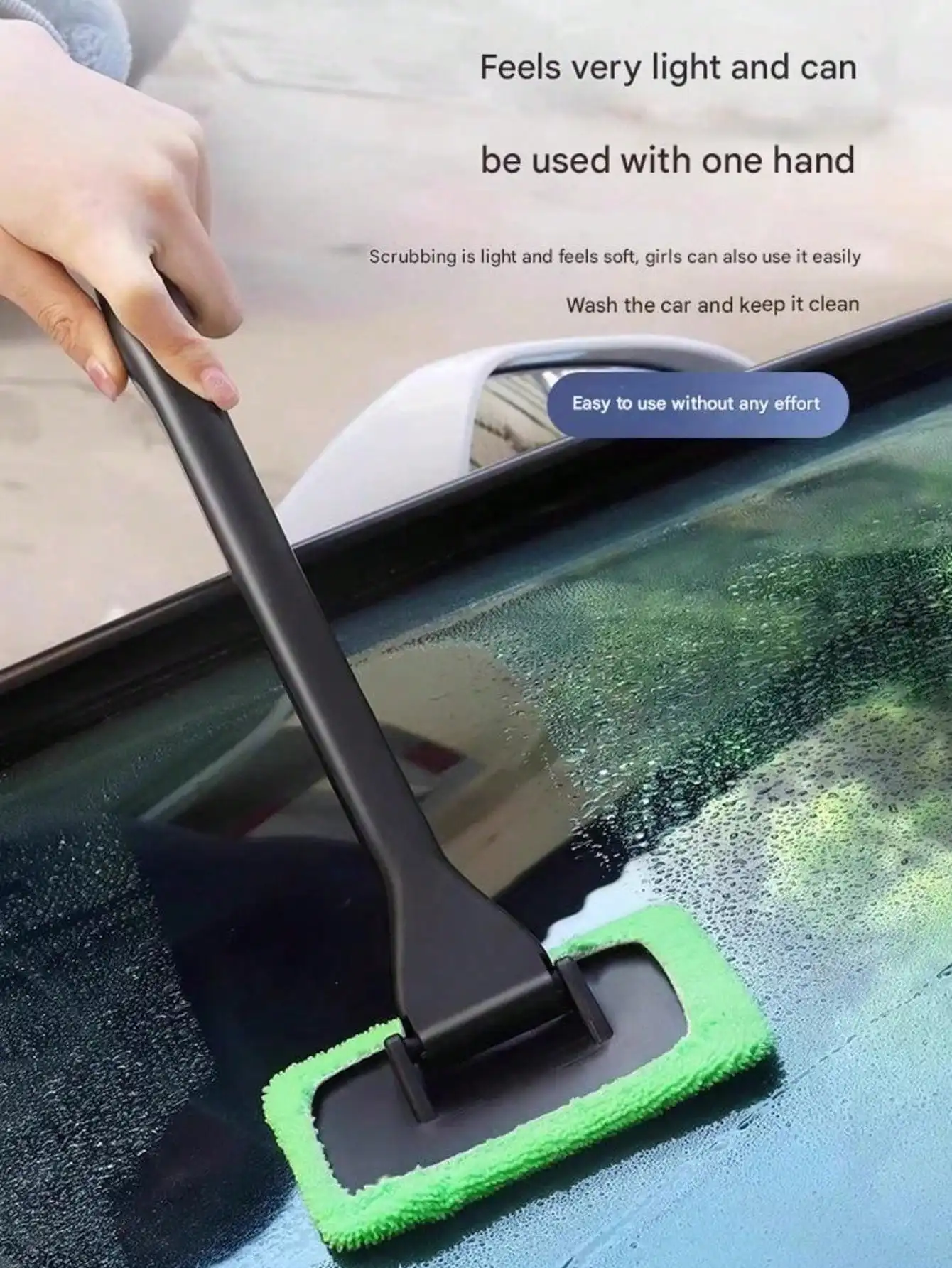 Car windshield cleaning and de-fogging brush, dust remover, car cleaning tool, windshield wiping agent for de-fogging.