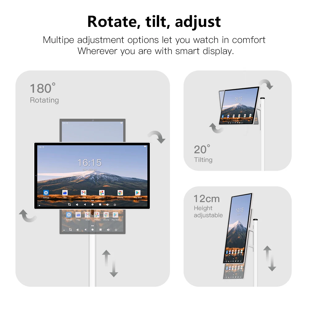 Por Lcd 24 Inch T Fhd Ips Touch Screen Sart Android 12 Syste ini Teleision With Wifi USB Port T on Wheels