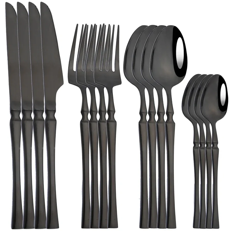 Juego de vajilla de 16 Uds., vajilla de acero inoxidable, espejo, cuchillo, tenedor, cuchara, juego de cubiertos, cuchillo occidental, tenedor, cuchara, cuchara de té
