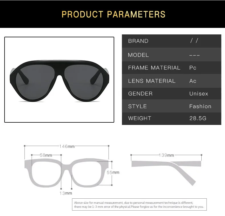 Retro Große PC-Rahmen-Sonnenbrille für Damen, runde Piloten-Sonnenbrille in Schwarz mit Farbverlauf, coole Herren-Sonnenbrille, einteilige Designer-Sonnenbrille – Detail 16