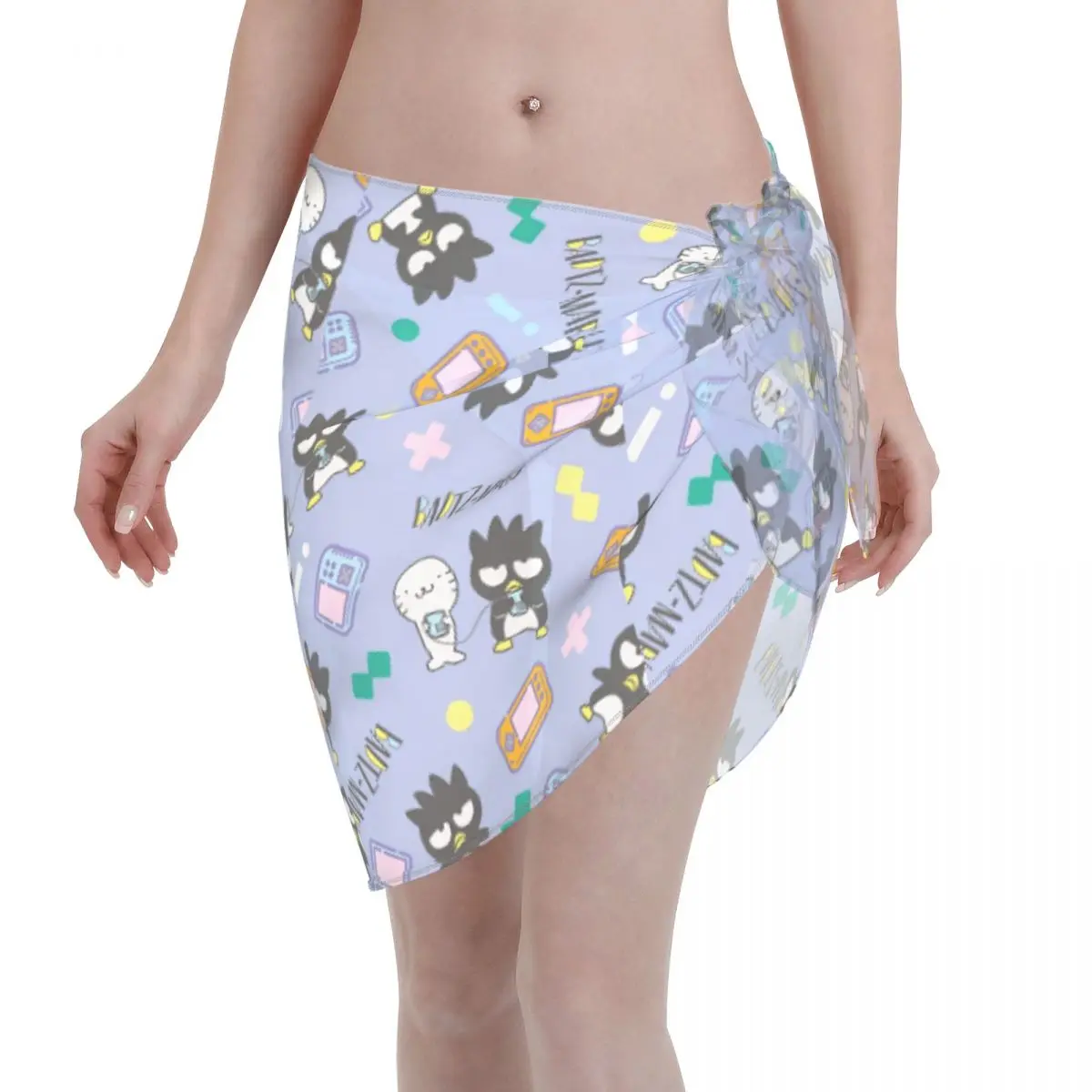 Women Sanrio Badtz Maru Beach Sarong Bathing Suit Wrap Skirt Sheer Bikini Swimsuit Cover Ups for Swimwear