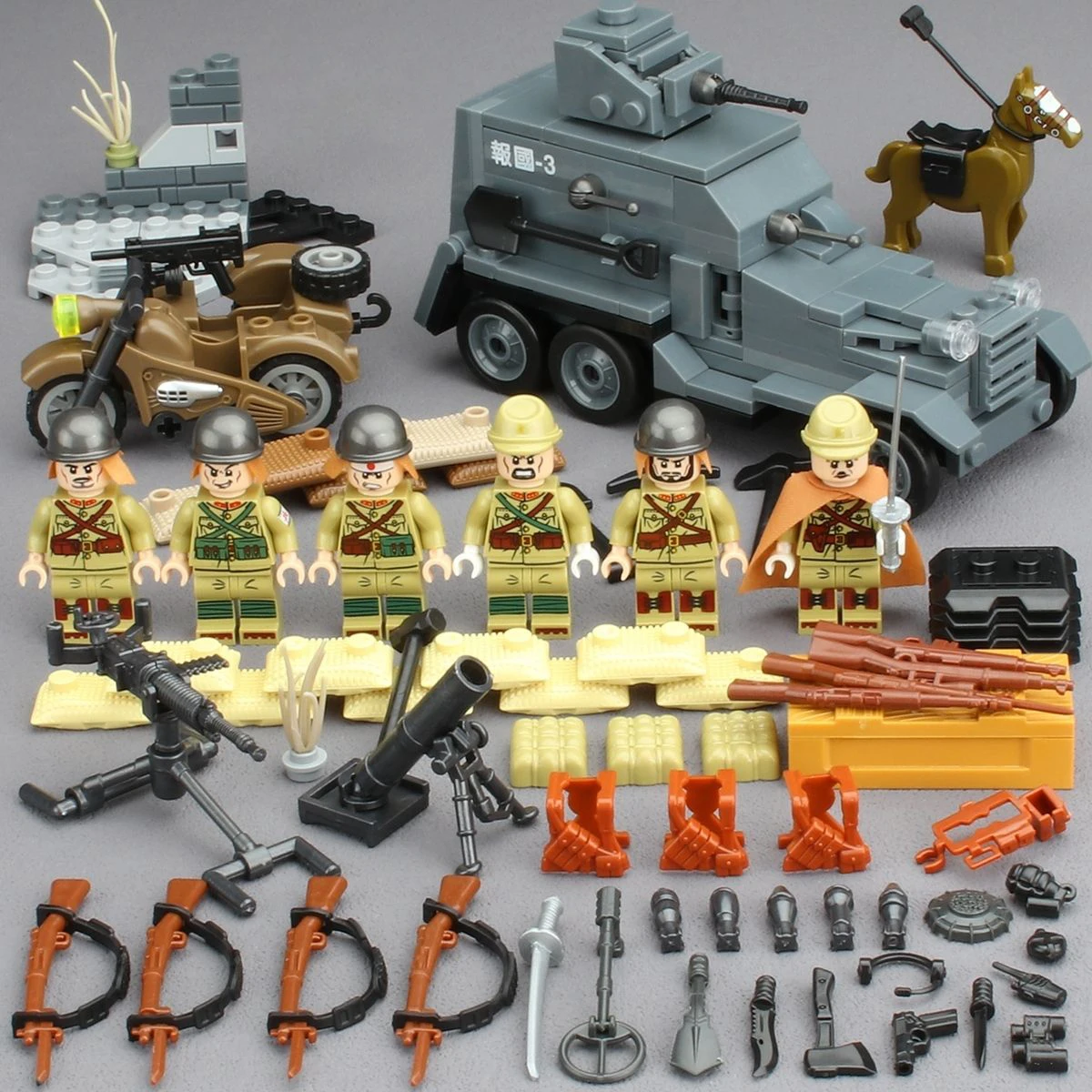WOII Soldaat Japans Leger Militaire Wapens Speelgoedmodel WO2 M25 Zwaar Gepantserd Voertuig Rupsvoertuig Strijd Tank Bouwstenen Speelgoed