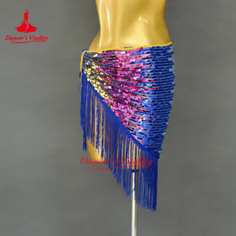 Nuevo cinturón de danza del vientre para mujer, bufanda de cadera con borlas de lentejuelas de Color degradado, accesorios de práctica de danza Oriental, cinturones de baile