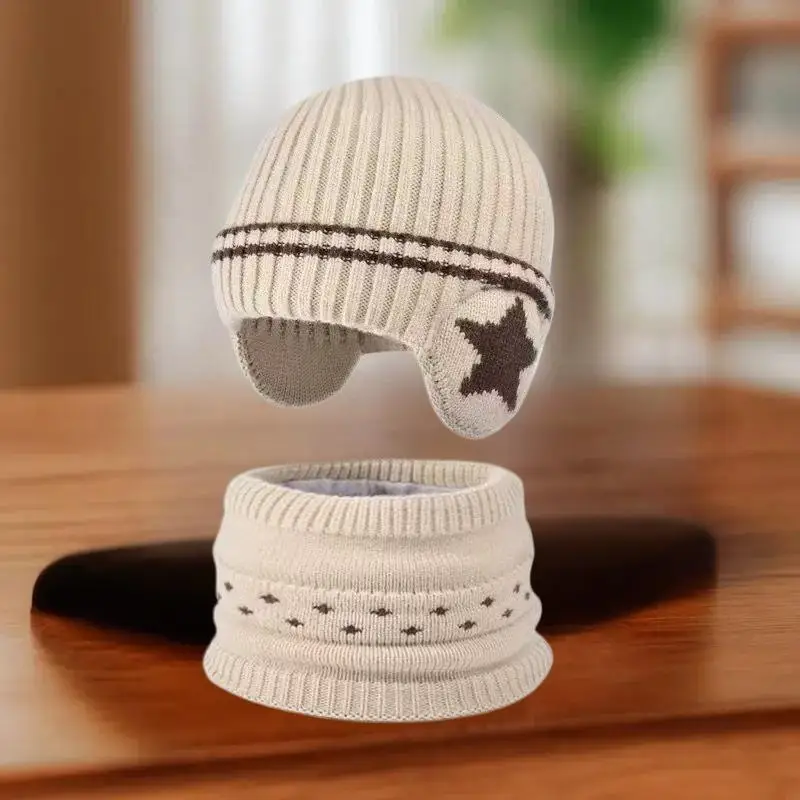 1 مجموعة 1-10Y الأطفال بيبي بوي الشتاء قفازات متماسكة قبعة وشاح 2 قطعة دعوى في الهواء الطلق يندبروف الصوف الدافئة الاطفال حلقة قبعة صغيرة للبنين