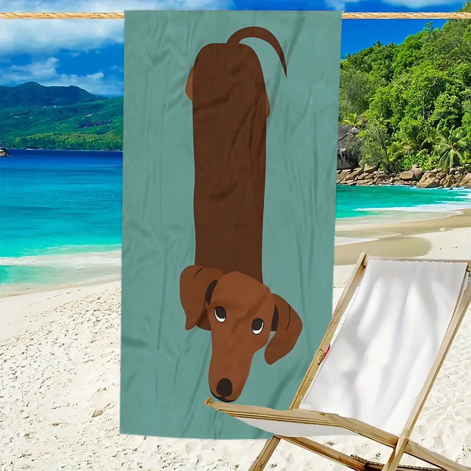 Cute Dachshund Beach Towel - Funny Sausage Dog Print Microfiber Towel, Soft Quick Dry Sand-Free for Travel Pool Kids Adults