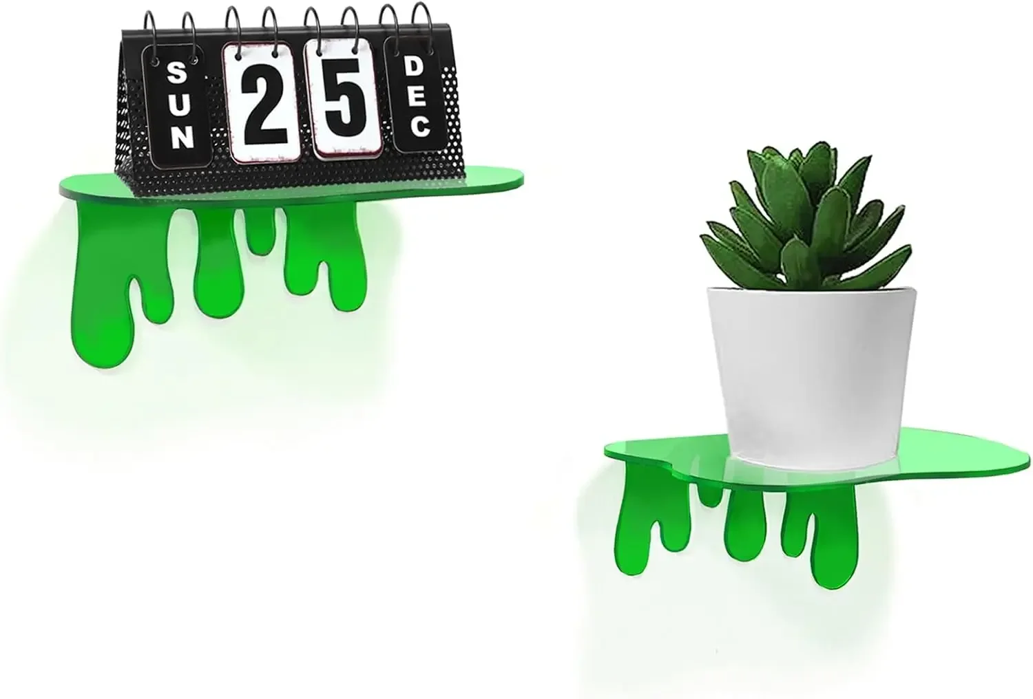 أرفف حائط صغيرة من الأكريليك مكونة من قطعتين - رف عائم مقاس 7 بوصات للجدار، وحواف عرض جدران المنزل للتخزين، وديكور الغرفة، والألبوم وغيرها