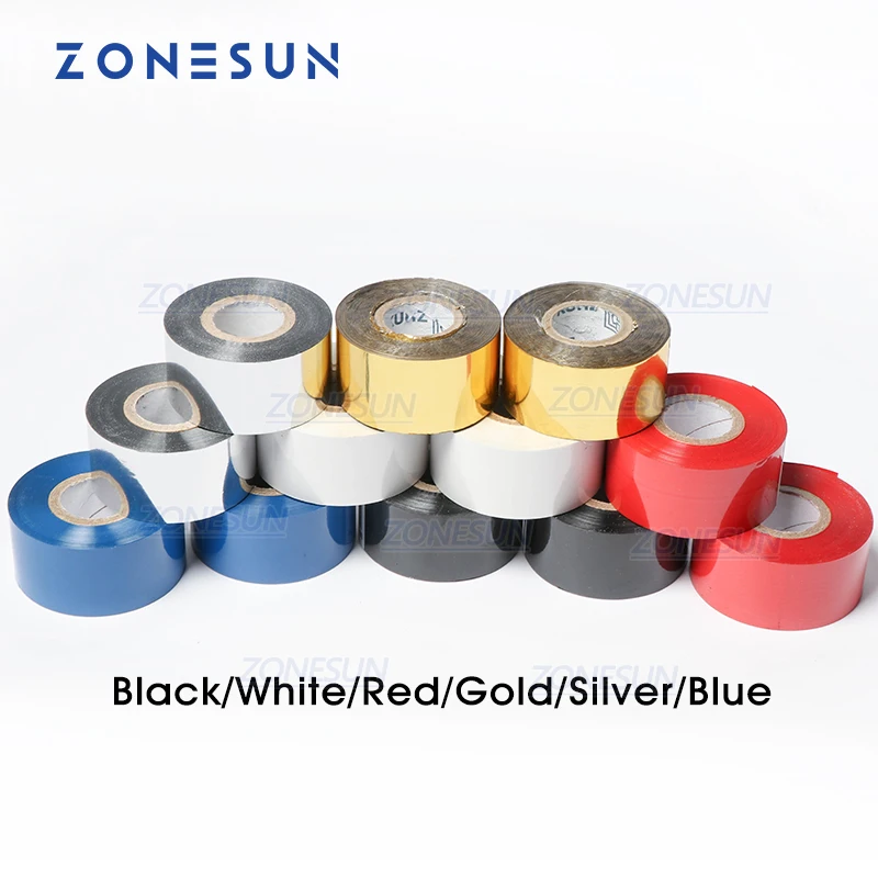 ZONESUN 30mm*100m Color Thermal Transfer Ribbon Roll for DY-8 241B Date Hot Foil Ribbon Coding Machine Lot Batch Number Printer