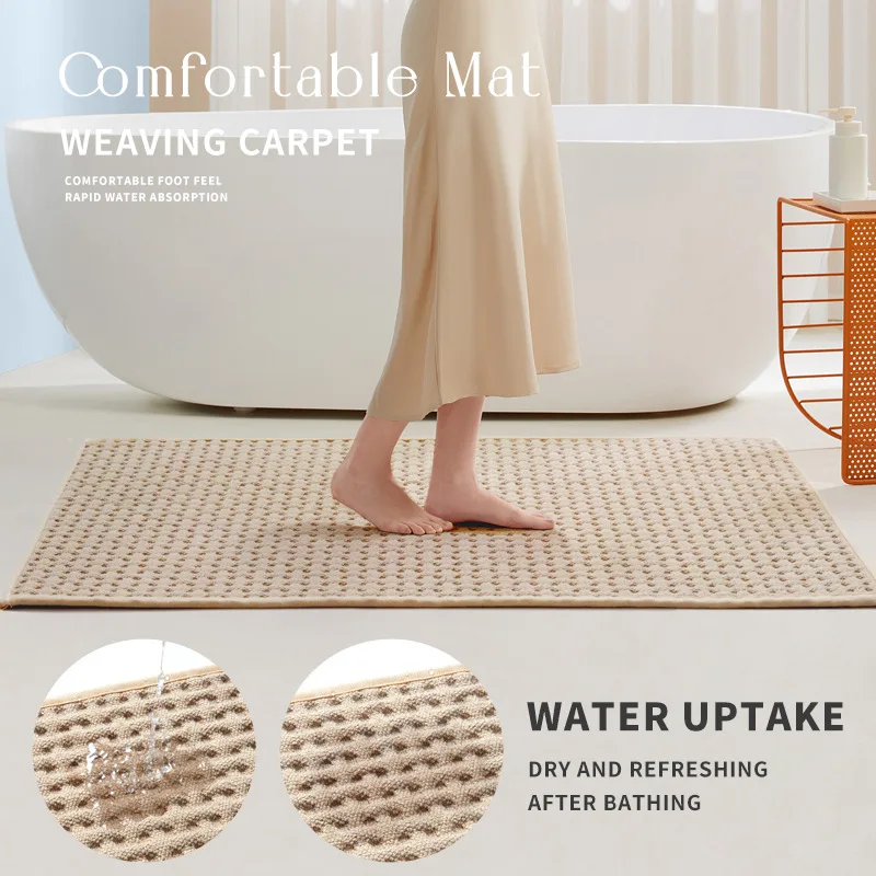 Granular Velvet Bathtub Side Mat, Absorbent Bath Rug, Quick-drying Foot Mat, Bathroom Long Floor Mat, Non-slip Toilet Doormat