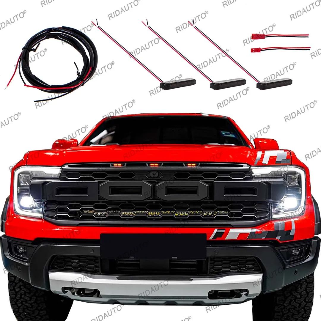 Für Aftermarket Raptor Grille 3Pcs Bernstein Weiß LED Licht Pickup Grille Licht DIY LED Licht Fit Für FORD RANGER RAPTOR 2023-2025 + – Detail 6