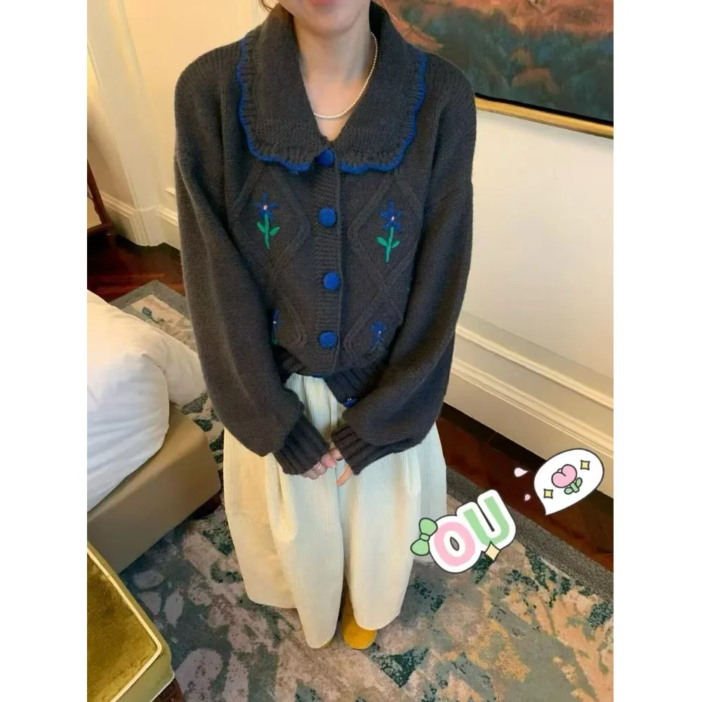 Zoete bloemen gebreide vest trui dames zwaargewicht Thi warme lente herfst winter Faion Koreaanse Sle regular fit top