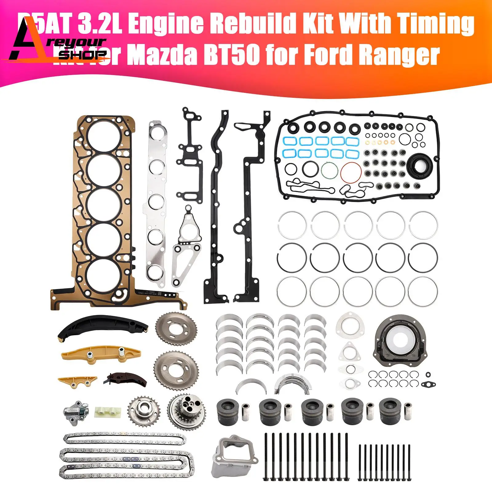 

P5AT 3.2L Engine Rebuild Kit With Timing Kit for Mazda BT50 for Ford Ranger