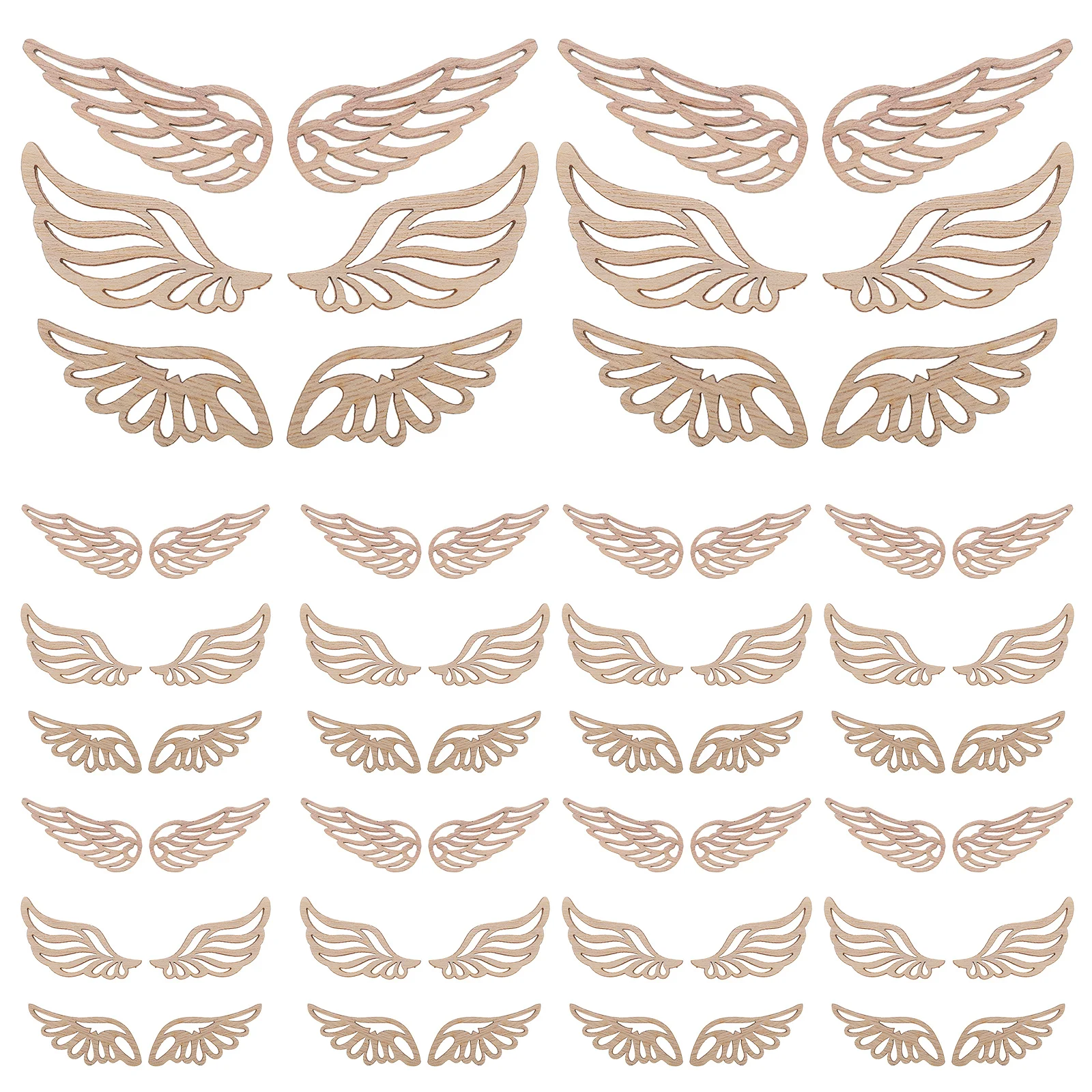 

60Pcs Angel Wings Wooden Slices Unfinished Natural Wood Vintage Style DIY Craft Ornaments Christmas Decorations Hollow Engraved