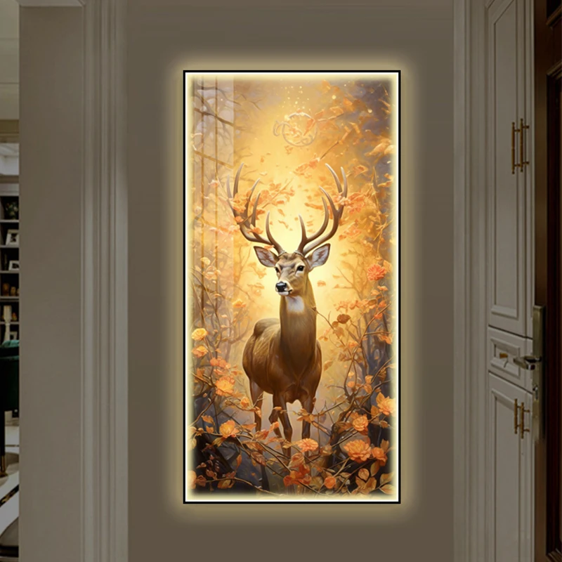 

Painting Entrance High-end Corridor Luxury Light LED With Light Crystal Porcelain Decoration Hanging Painting Wall Lamps