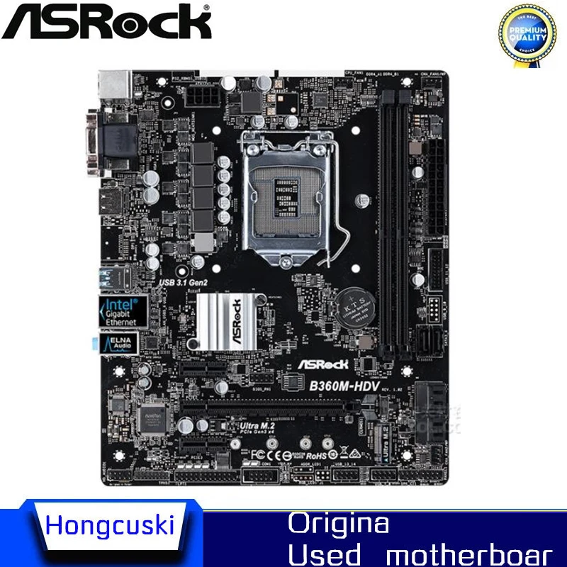 Imagem -02 - para Asrock B360m-hdv Usado Original Placa-mãe Soquete Lga 1151 Ddr4 B360 Desktop Placa-mãe